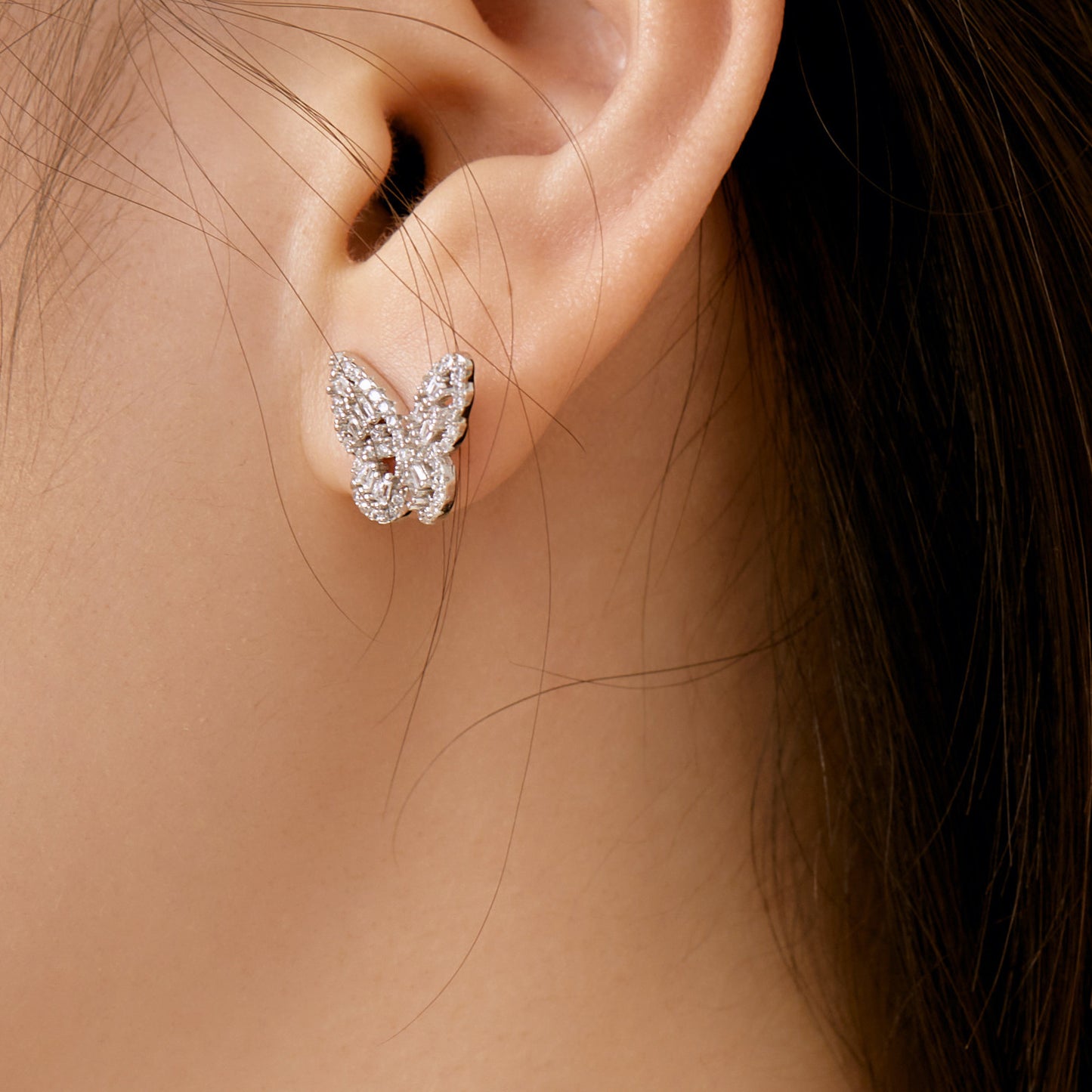 Sterling Silver Stud Earrings Zircon