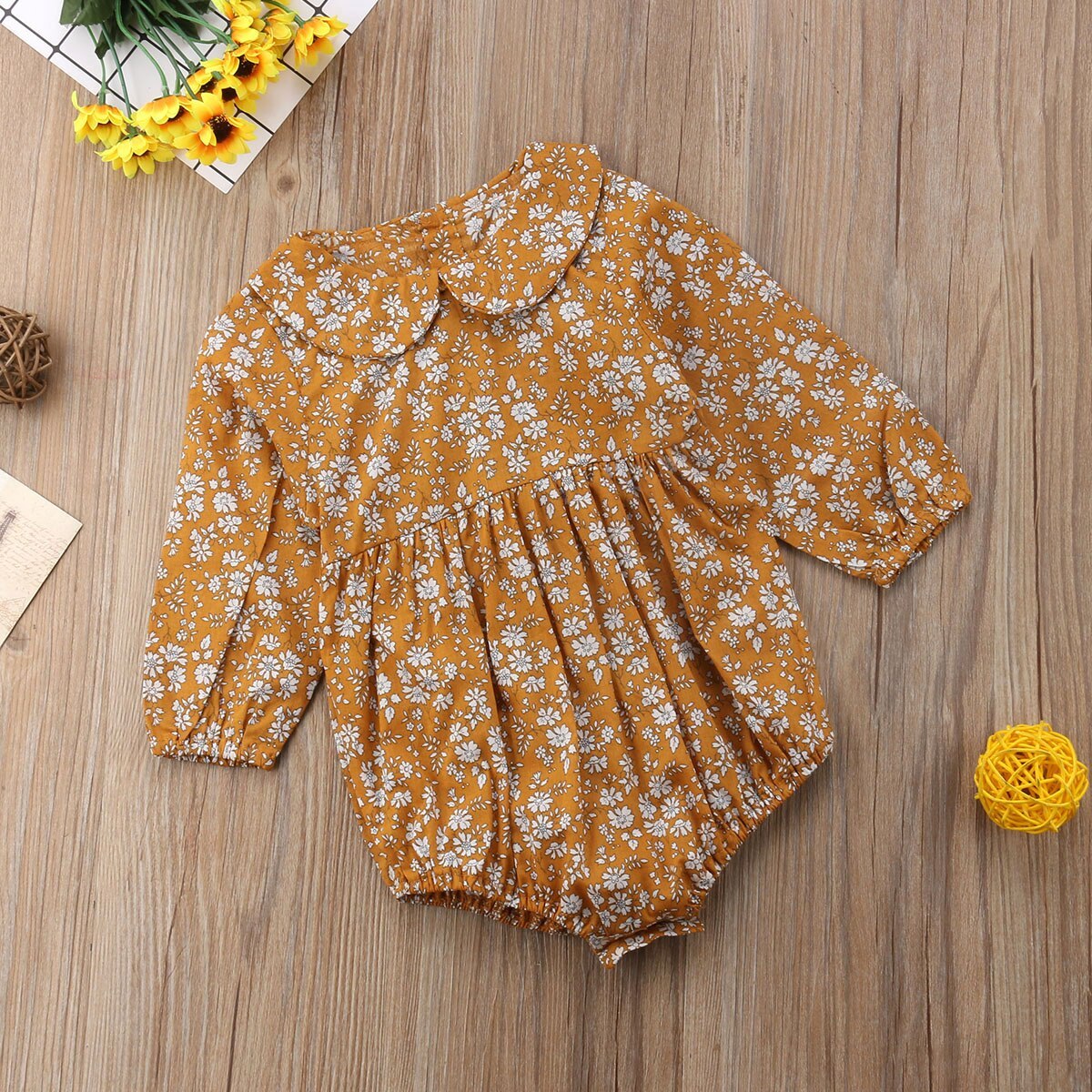 Baby Girls Floral Rompers Long Sleeve Jumpsuit Playsuit