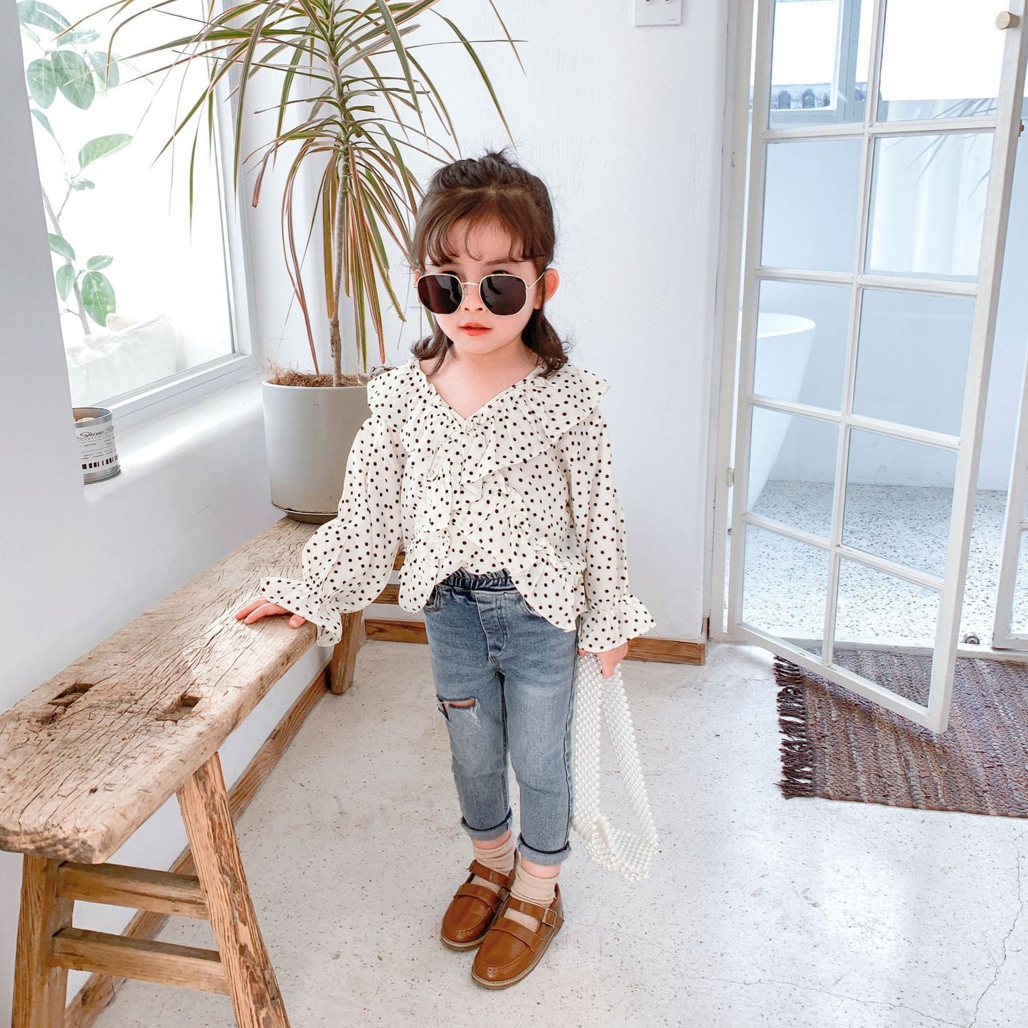 Shirt long-sleeved hooded doll shirt