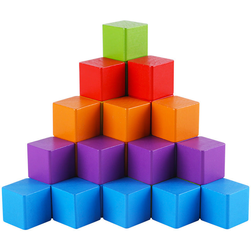 Cube Building Block Set Wood Square Puzzle