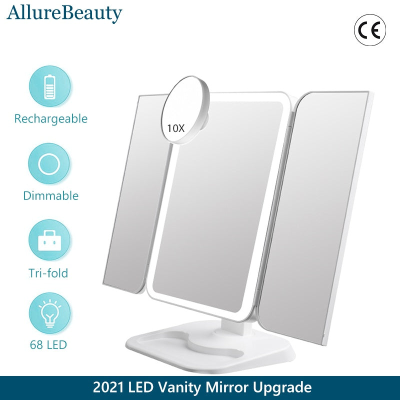 Trifold Makeup Mirror With Light