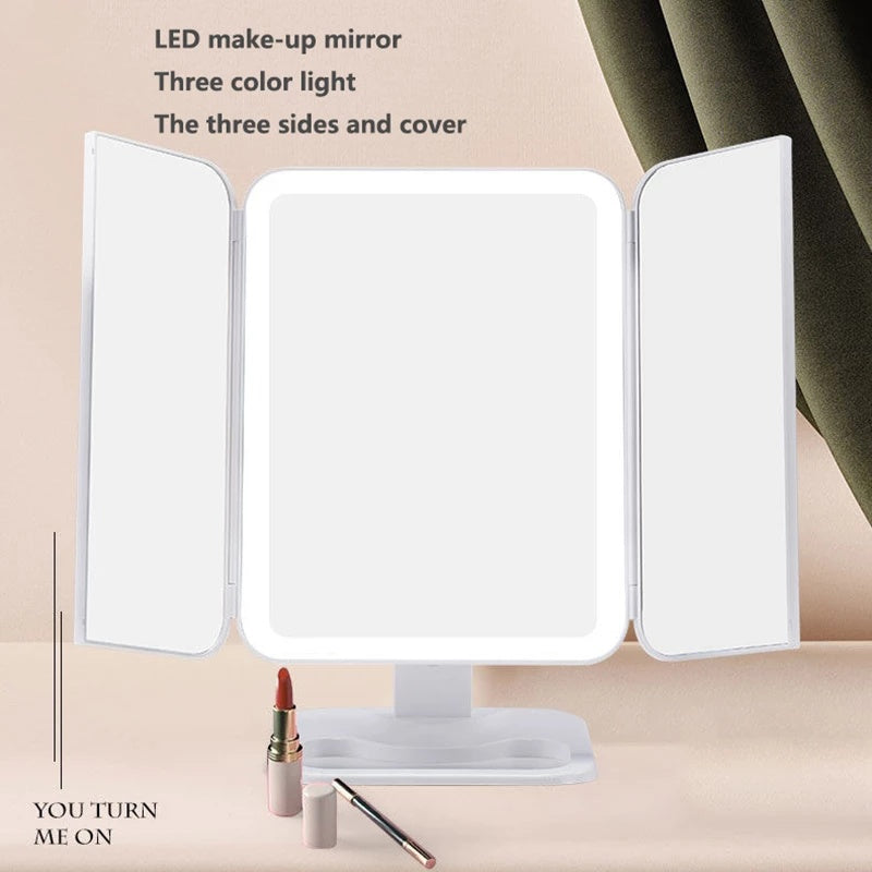 Trifold Makeup Mirror With Light