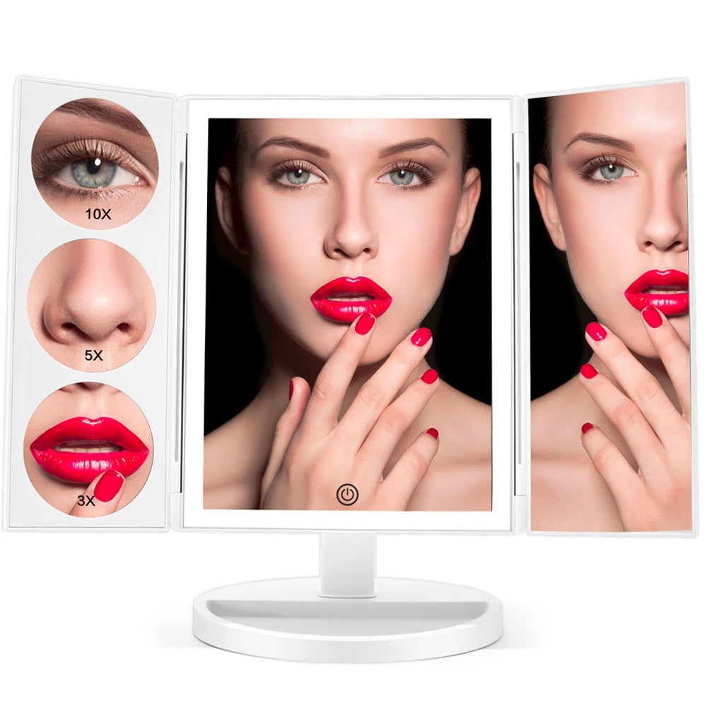 Trifold Makeup Mirror With Light