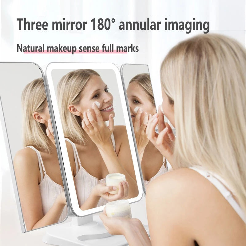 Trifold Makeup Mirror With Light