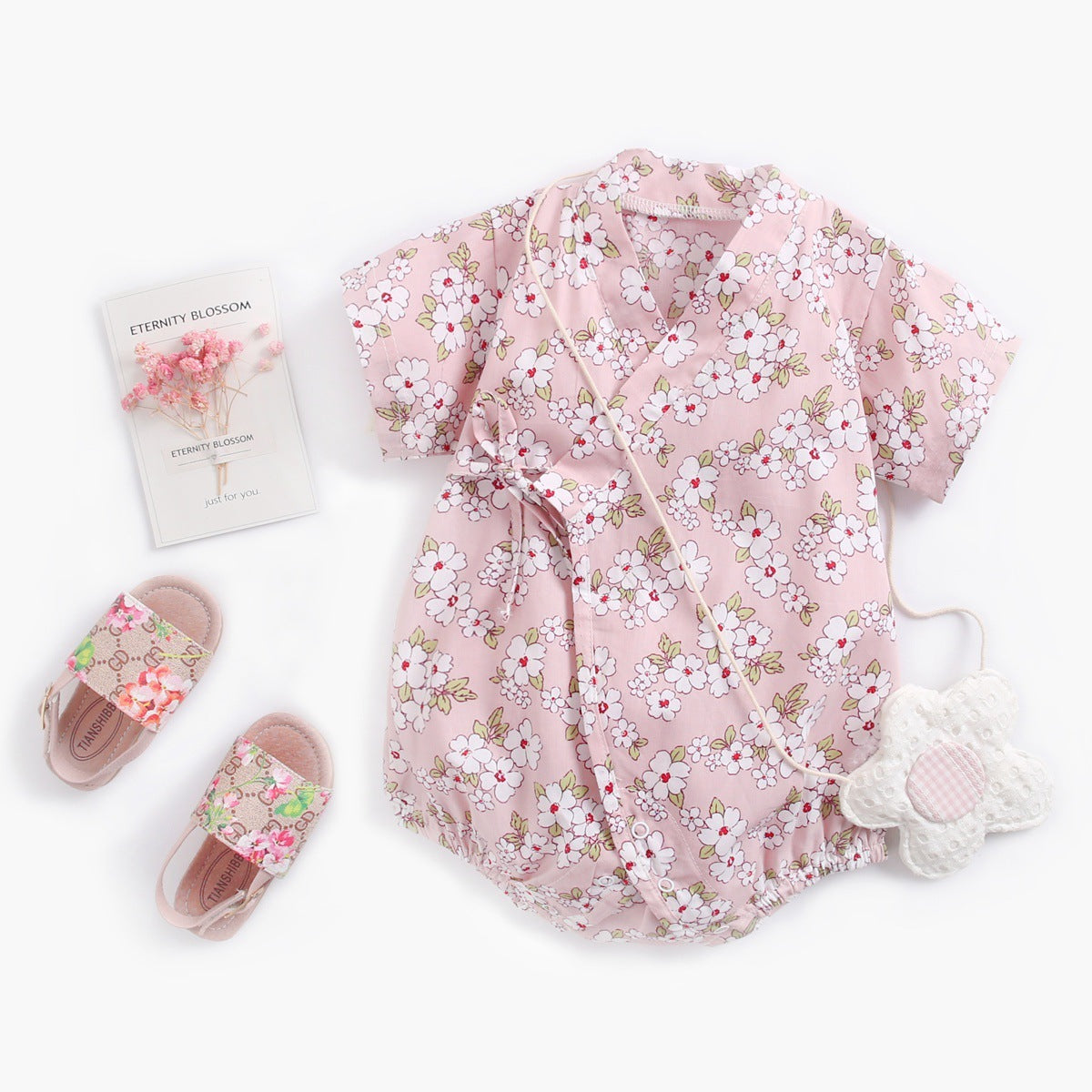Floral Strapping Retro Japanese Yukata Bag Fart Clothes