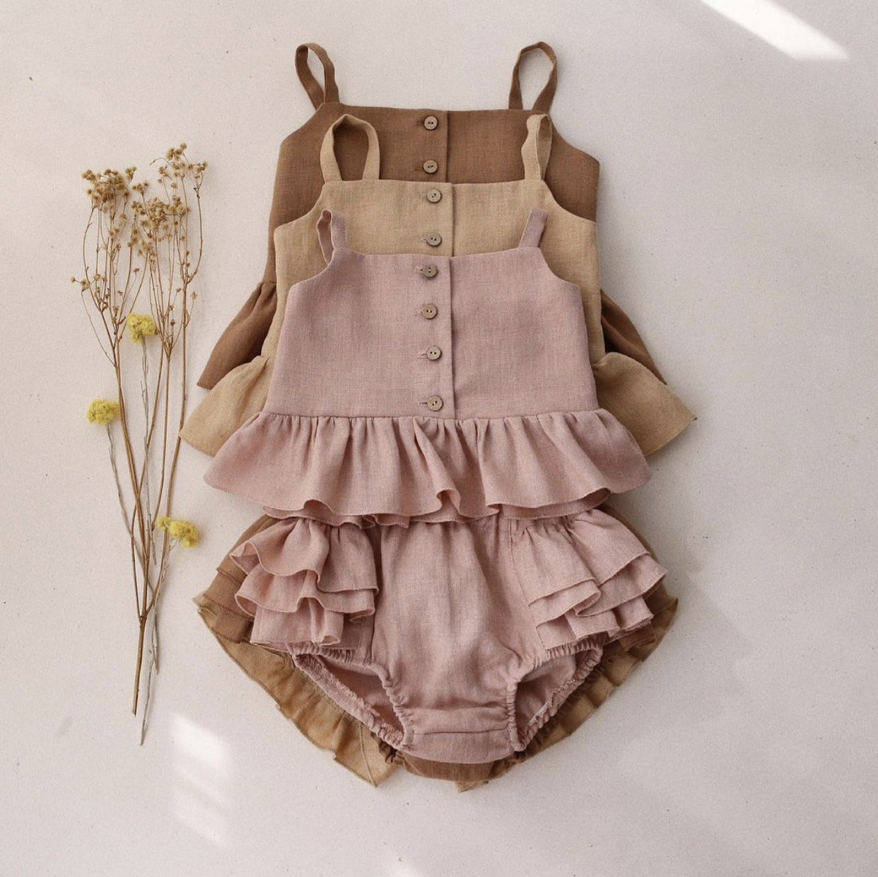 Ruffled Shorts Girls Two-piece Infant Clothing