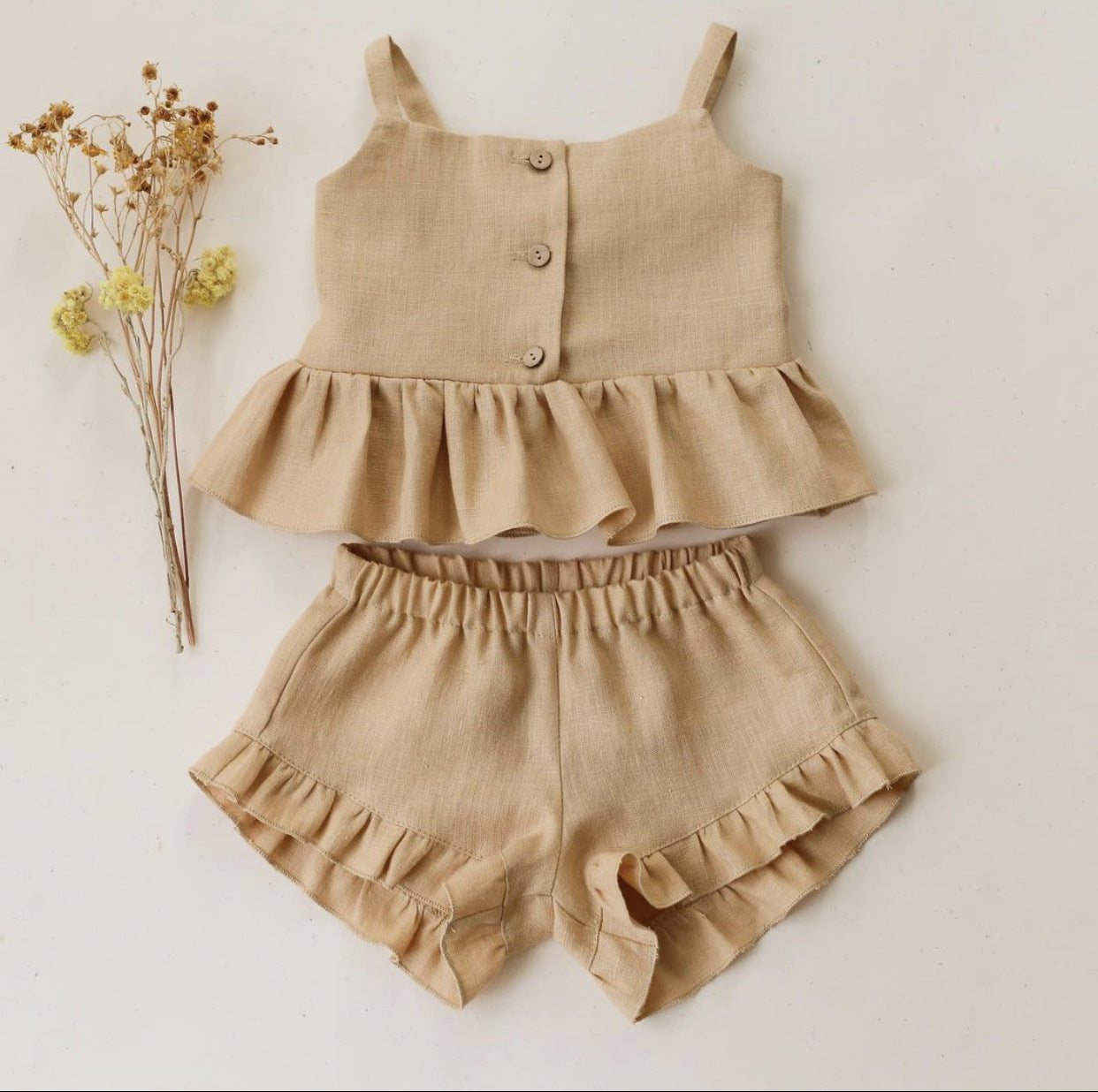 Ruffled Shorts Girls Two-piece Infant Clothing