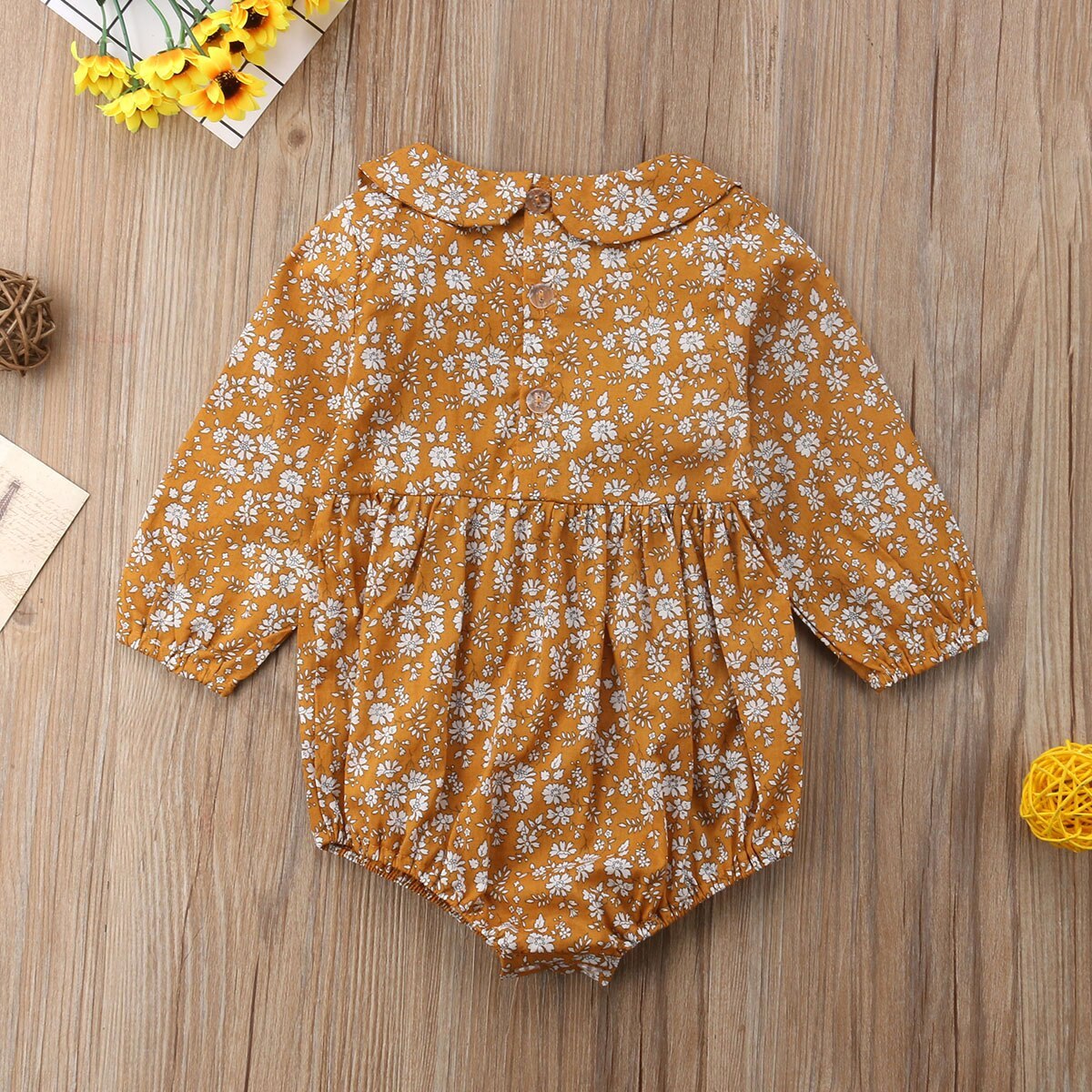 Baby Girls Floral Rompers Long Sleeve Jumpsuit Playsuit