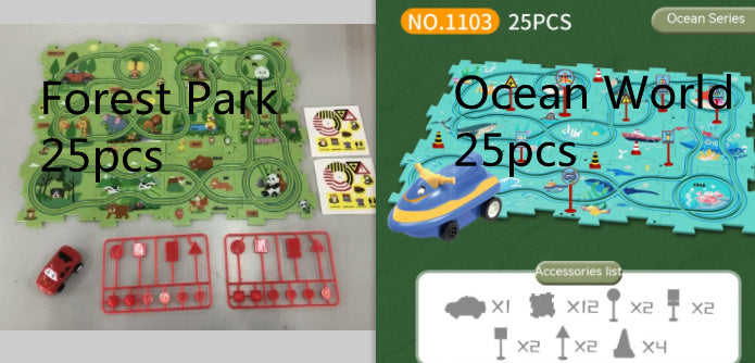 Children Puzzle Electric Car Automatic Rail City Scene Construction Education Toy Gift