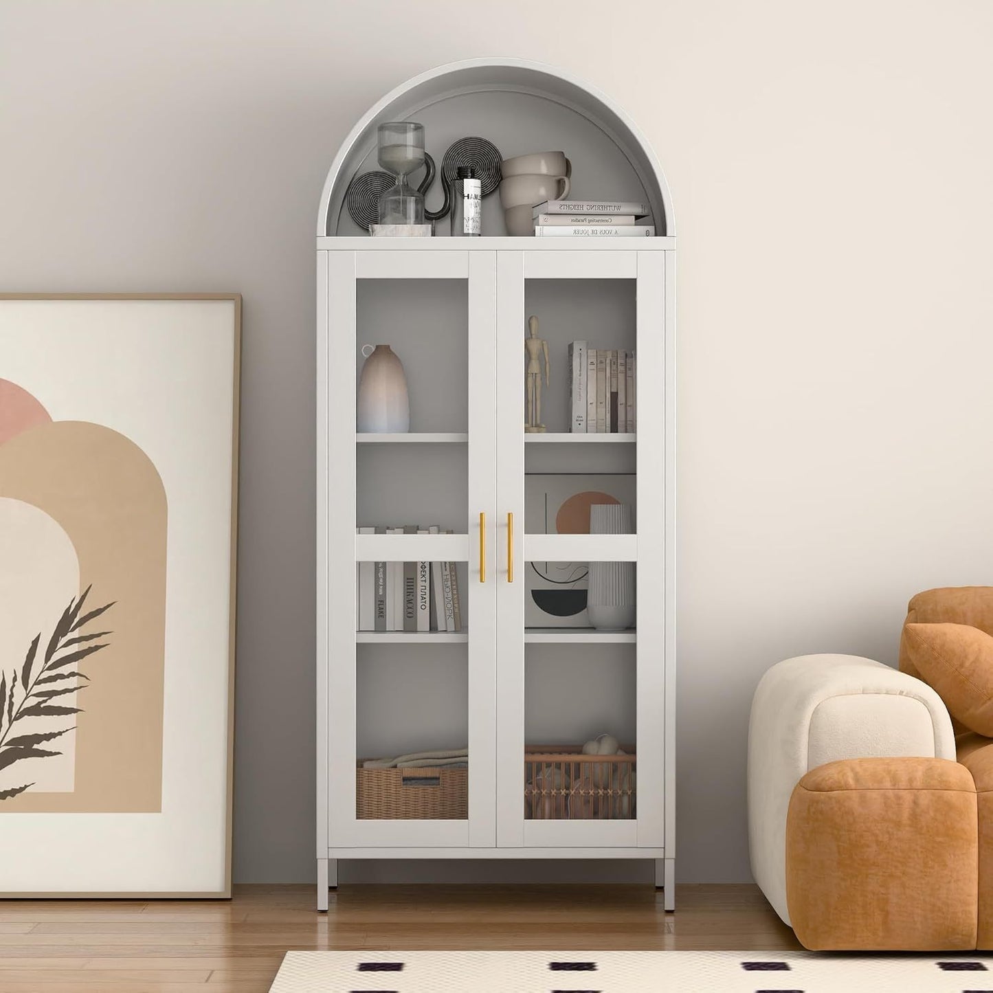 SUPEER Metal Showcase Sideboard Standing Cabinet