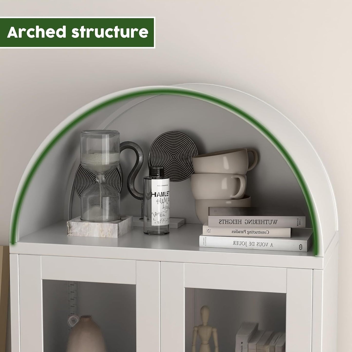 SUPEER Metal Showcase Sideboard Standing Cabinet