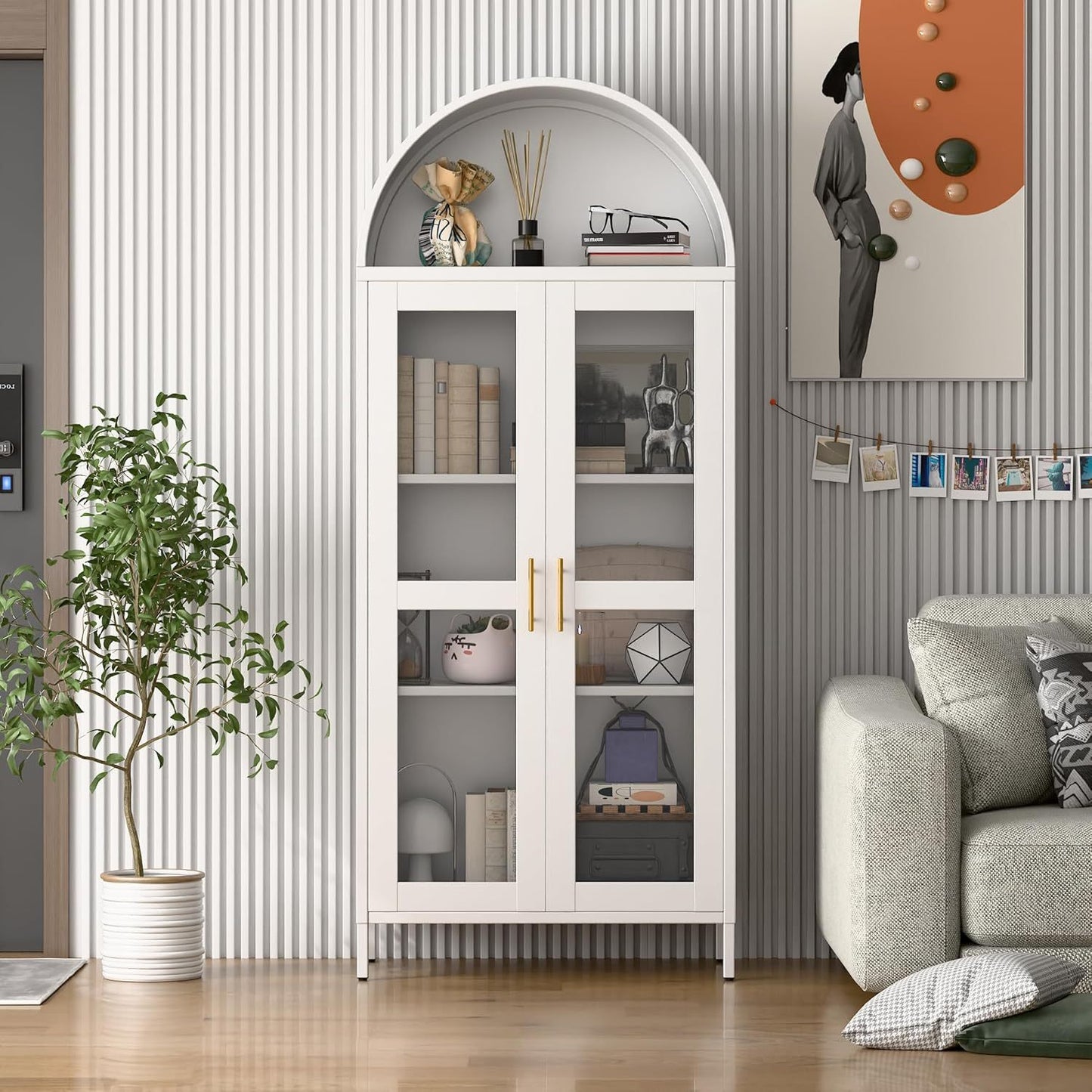 SUPEER Metal Showcase Sideboard Standing Cabinet