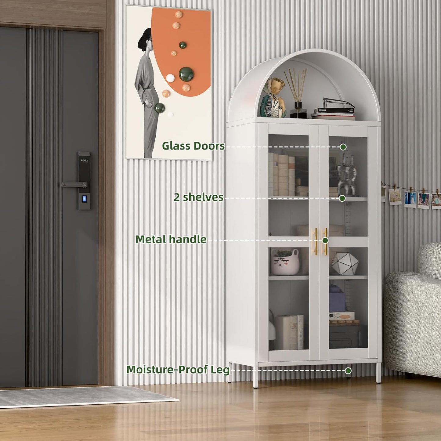 SUPEER Metal Showcase Sideboard Standing Cabinet