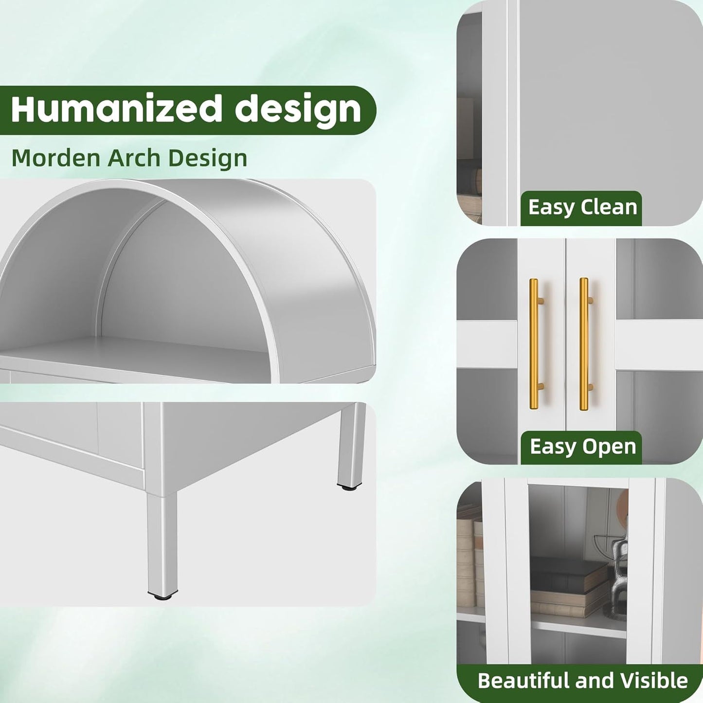 SUPEER Metal Showcase Sideboard Standing Cabinet