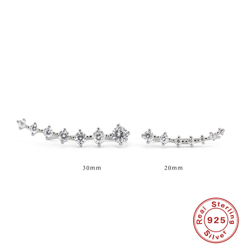 Silver Single Row Shiny Diamond Ear Studs