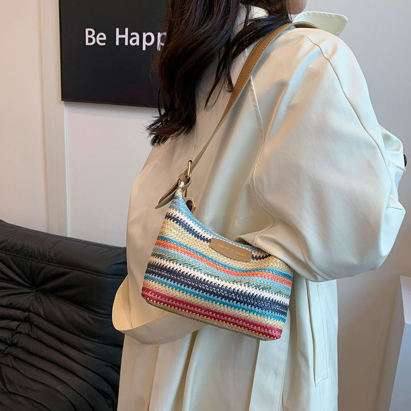 Fashion Color Contrast Woven Bag