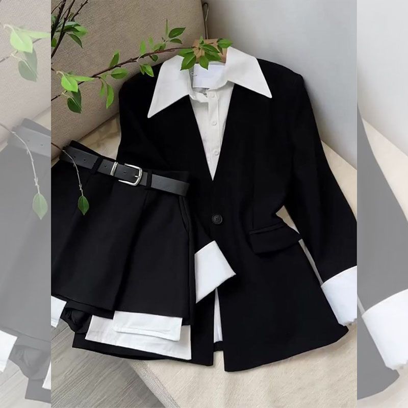 Jacket Tops Pantskirt Two-piece Set
