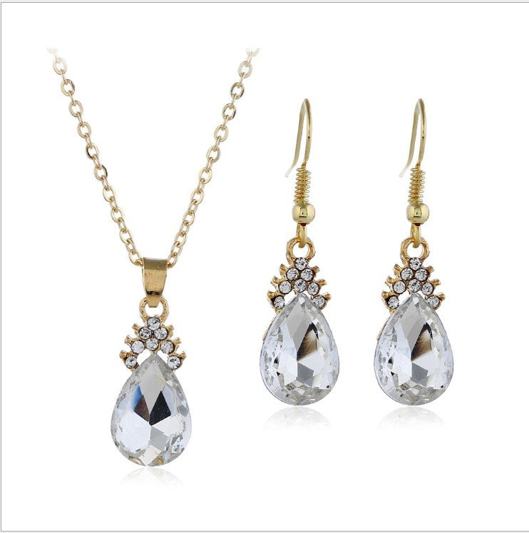 Diamond Crystal Necklace Earrings Set