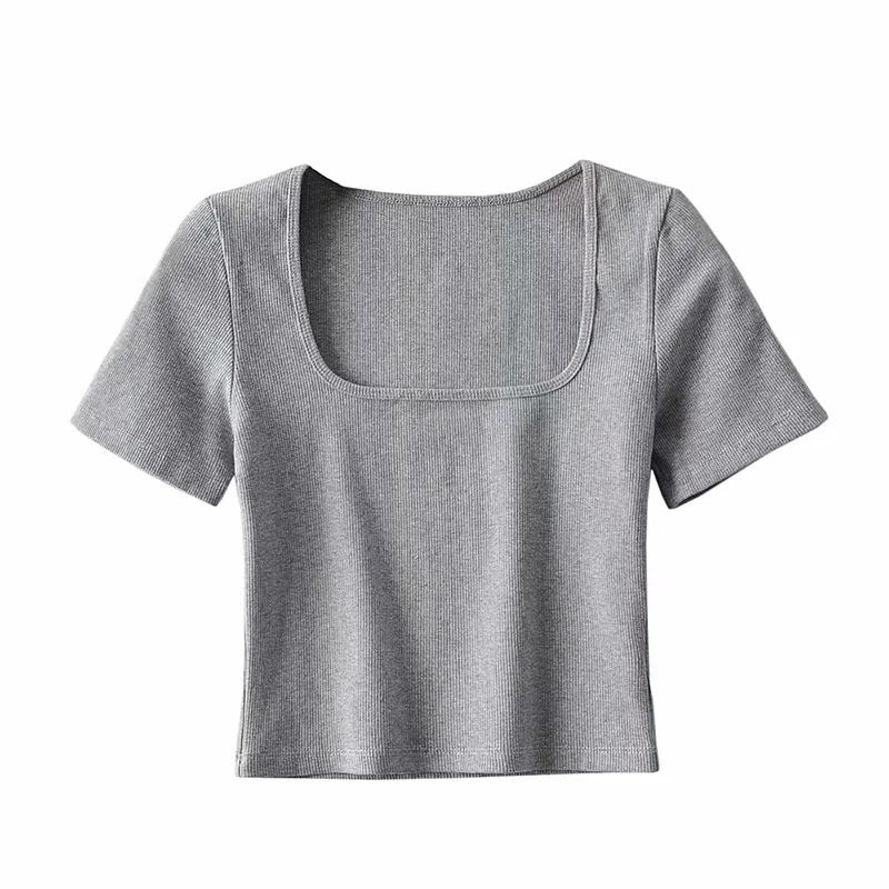Summer Cropped Square Neck T-shirt