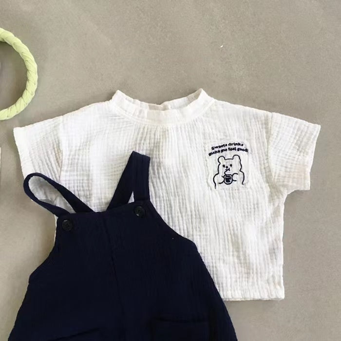 Short Sleeves For Baby And Infants Suspender Pants Two-piece Suit