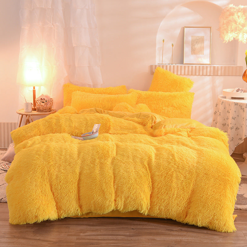 Luxury Thick Fleece Duvet Cover Winter Warm Bed Fluffy Plush Bedclothes