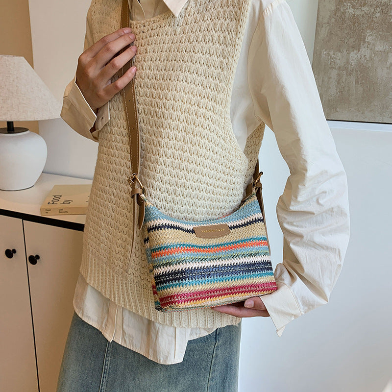Fashion Color Contrast Woven Bag