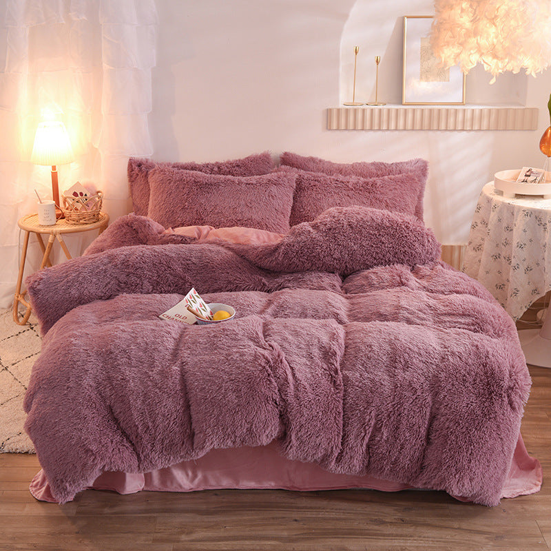 Luxury Thick Fleece Duvet Cover Winter Warm Bed Fluffy Plush Bedclothes