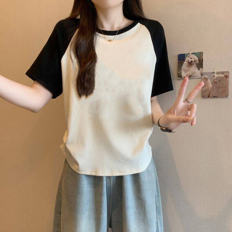 Women's Cotton Stretch Sleeve Stitching Top