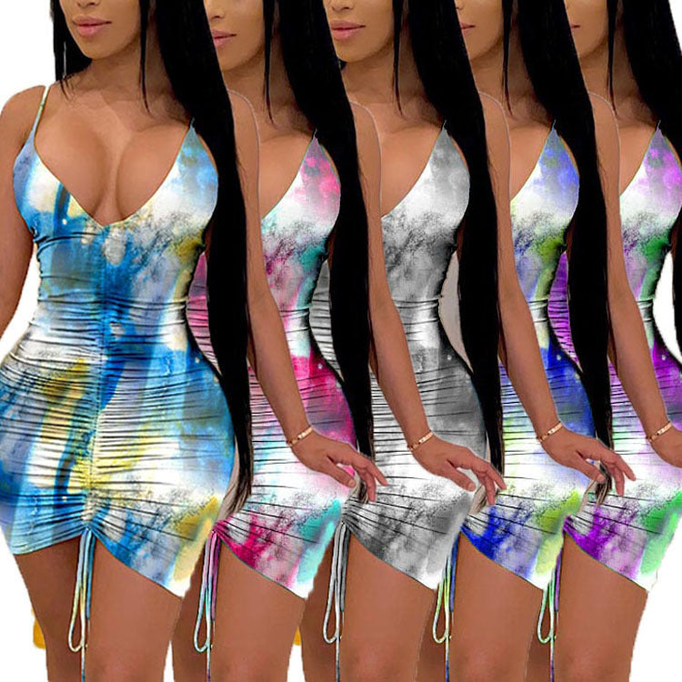 Tie-dye Print Slim Fit Dress