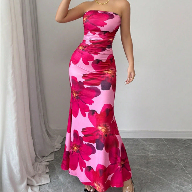 Fit Long Top Tight Flower Dress