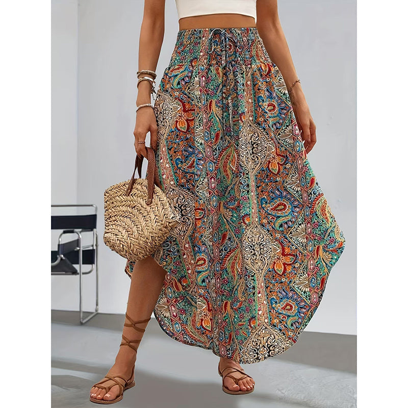 Skirt Casual Summer Floral Print Beach Long Skirt