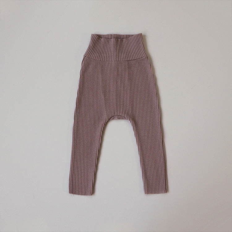 Leggings Girls Solid Color High-waisted Trousers