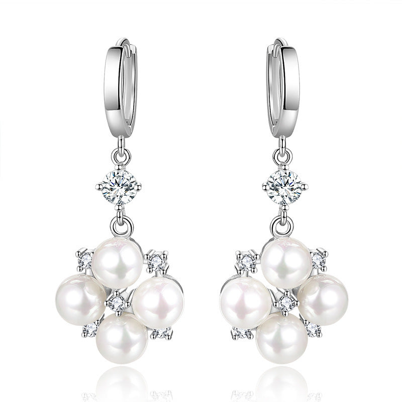 Rhinestone Pearl Earrings New