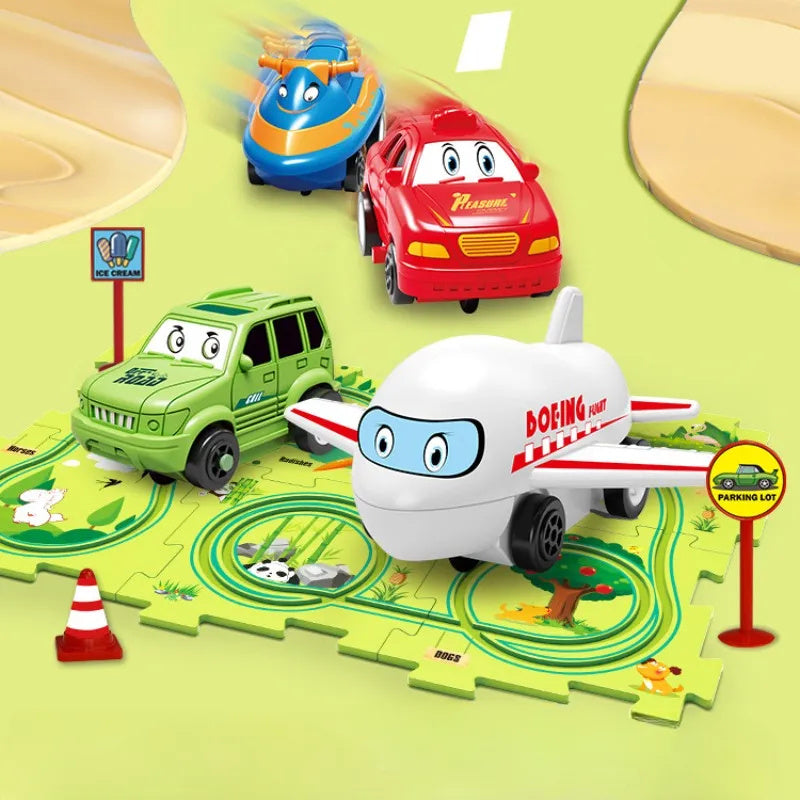 Children Puzzle Electric Car Automatic Rail City Scene Construction Education Toy Gift