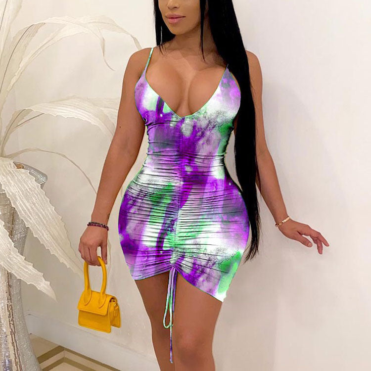 Tie-dye Print Slim Fit Dress