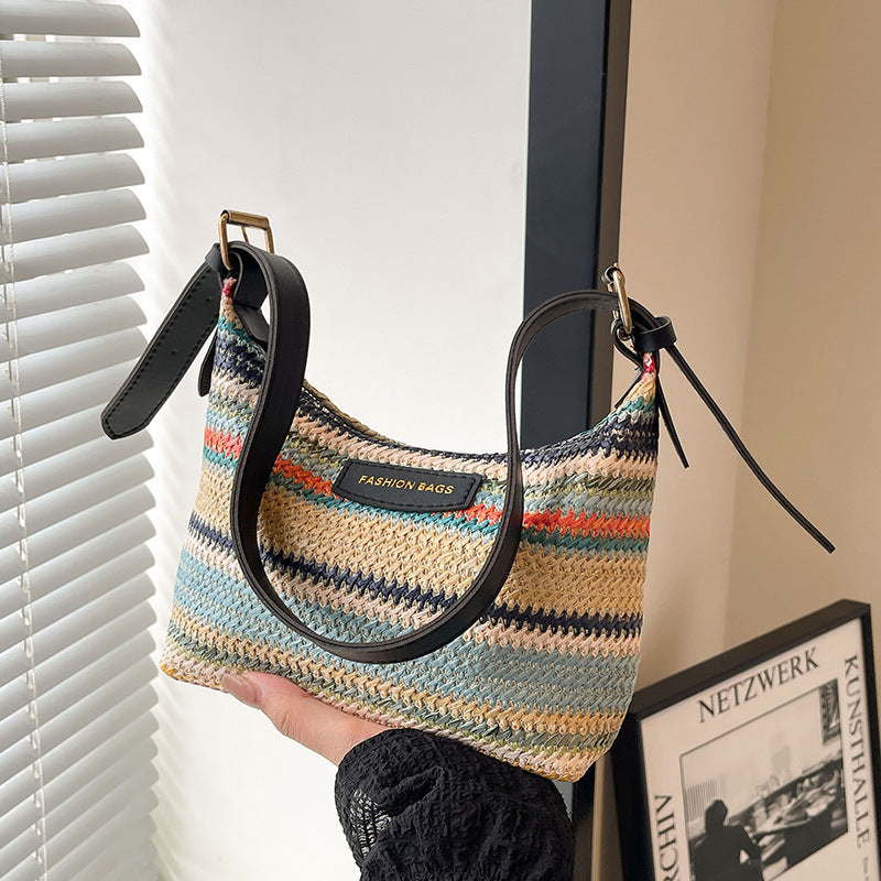 Fashion Color Contrast Woven Bag