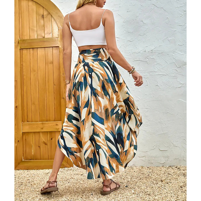 Skirt Casual Summer Floral Print Beach Long Skirt
