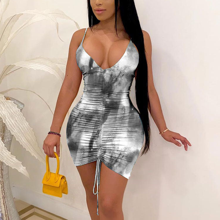 Tie-dye Print Slim Fit Dress