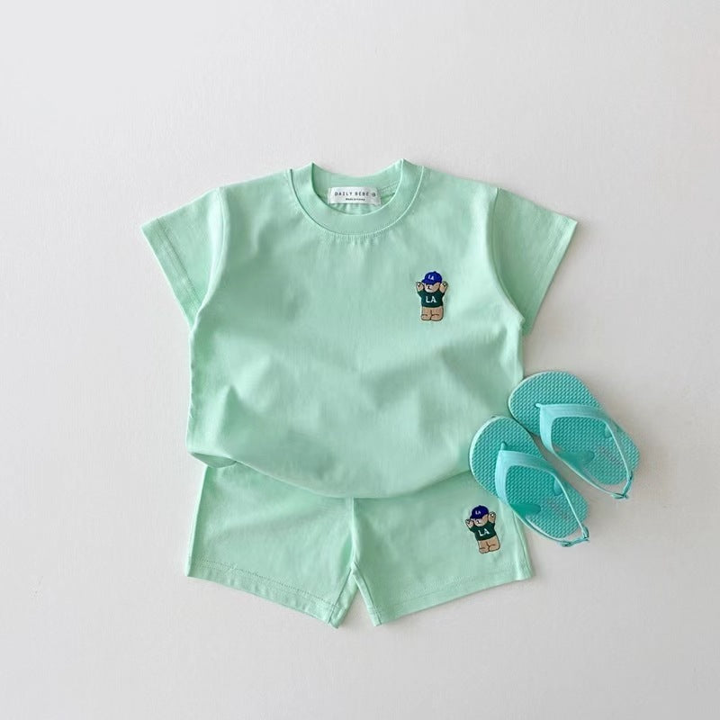 Cotton Casual Bear Short Sleeve Suit