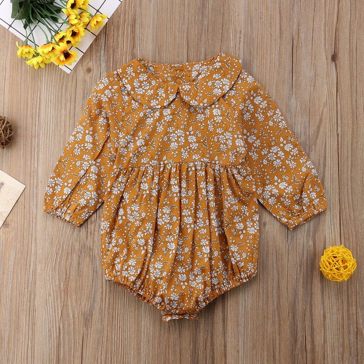 Baby Girls Floral Rompers Long Sleeve Jumpsuit Playsuit