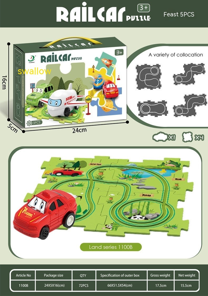 Children Puzzle Electric Car Automatic Rail City Scene Construction Education Toy Gift