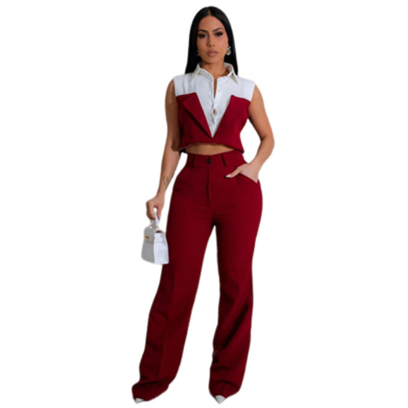 Pocket Casual Trousers Two-piece Set