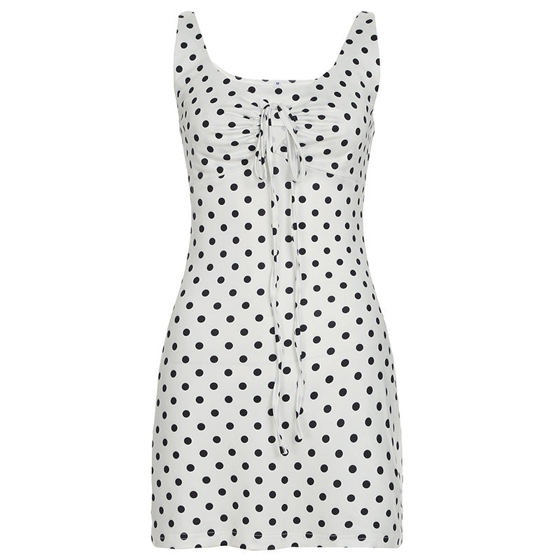 Polka Dot Printed Mini Sling Dress
