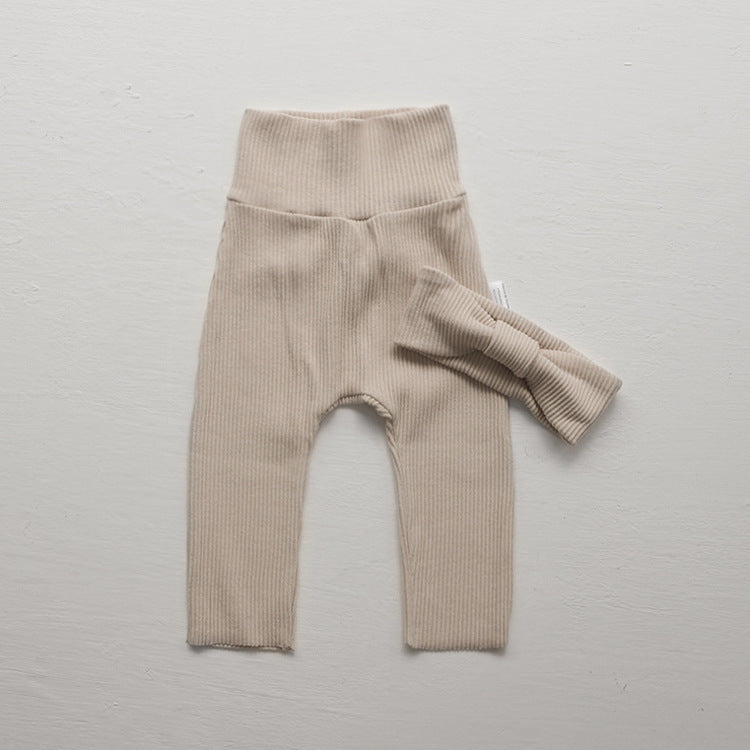 Leggings Girls Solid Color High-waisted Trousers