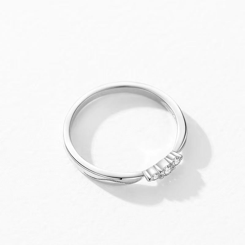 Silver Ripple Wave Gang Drill Small Ring