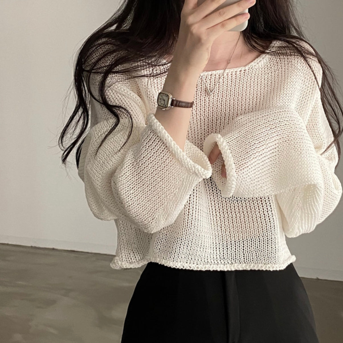 Off-neck CasualBlouse Thin Knitted Top