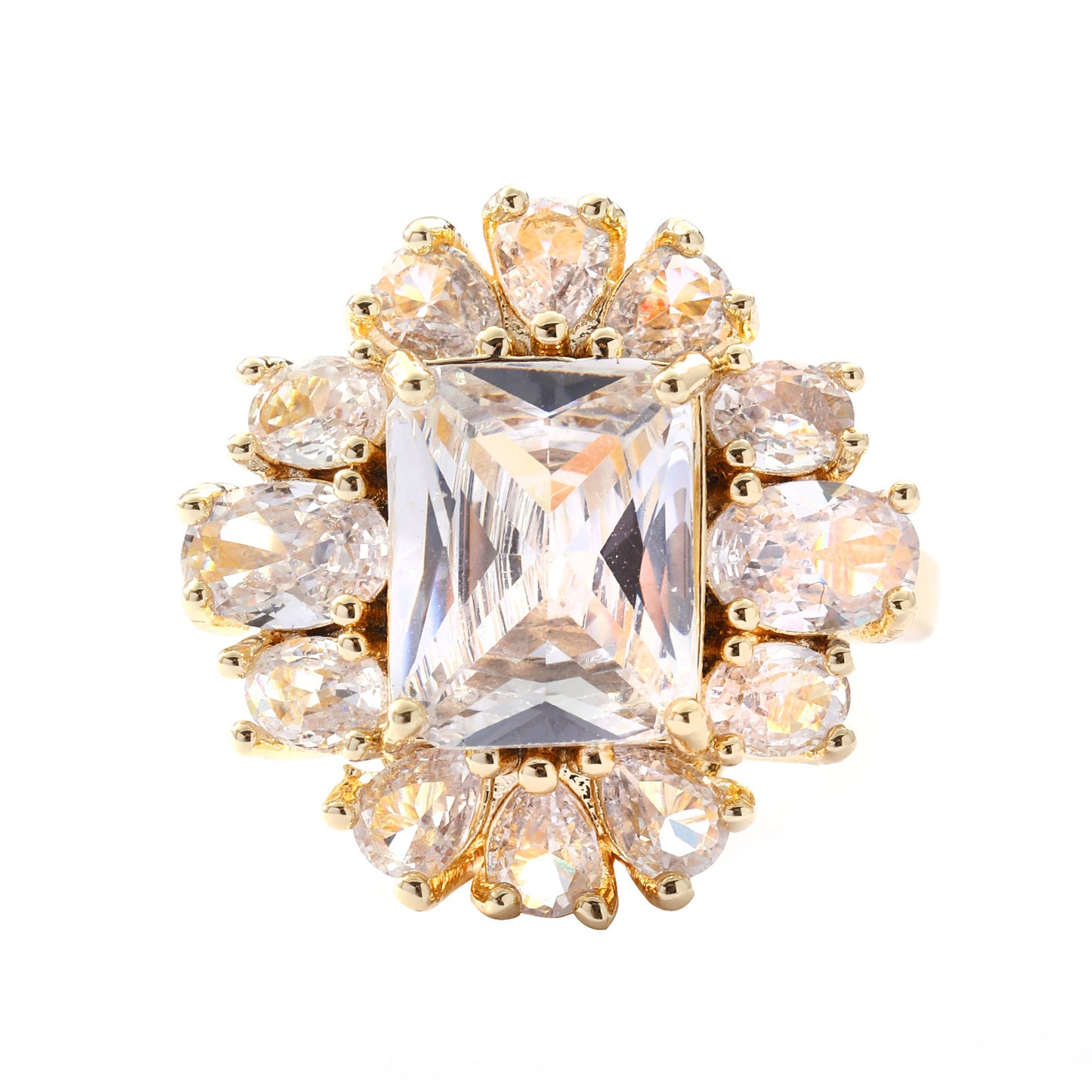 Copper Inlaid Zircon Square Ring