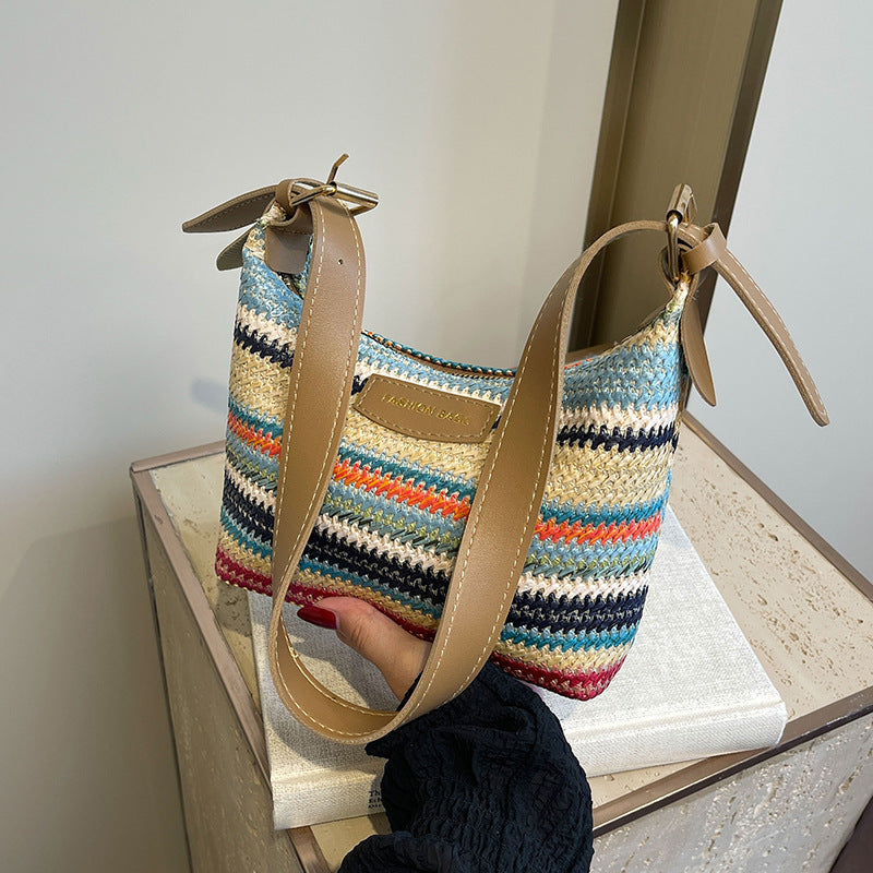 Fashion Color Contrast Woven Bag