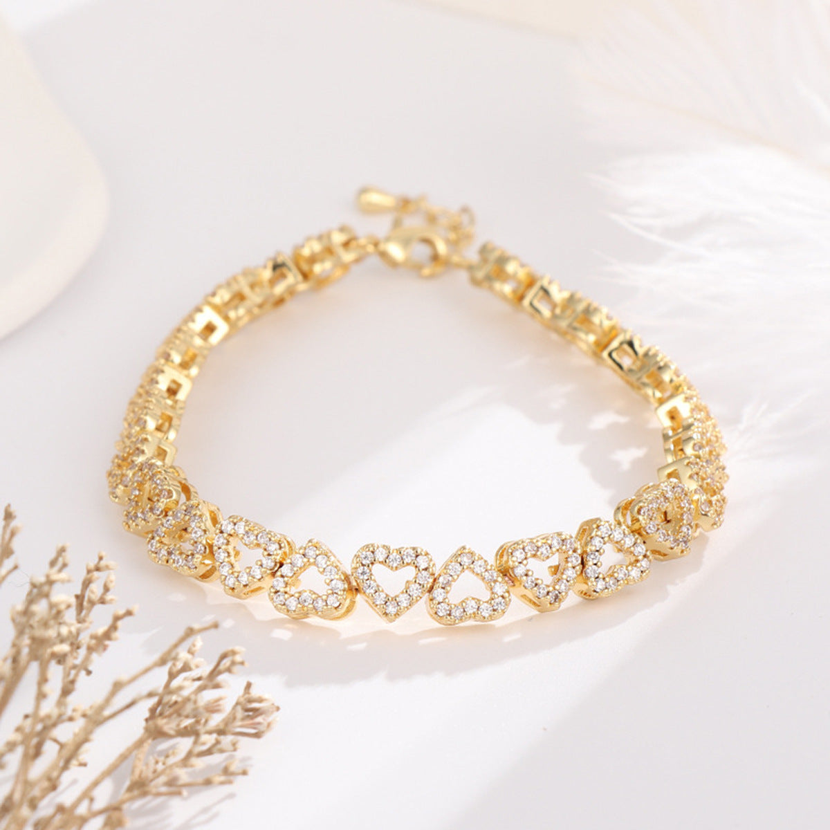 Diamond Bracelet With Full Diamond Heart