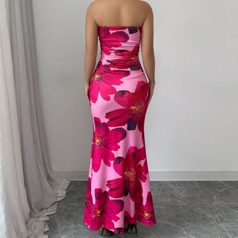 Fit Long Top Tight Flower Dress